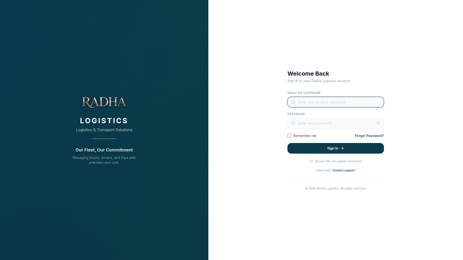 Radha Logistics CRM